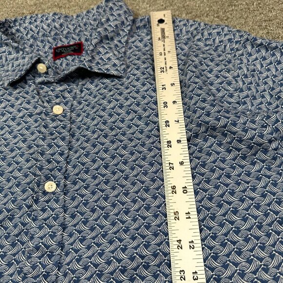 UnTUCKit 100% Linen Waves Print Blue White Button Down Short Sleeve Sz XX-Large - Picture 5 of 5